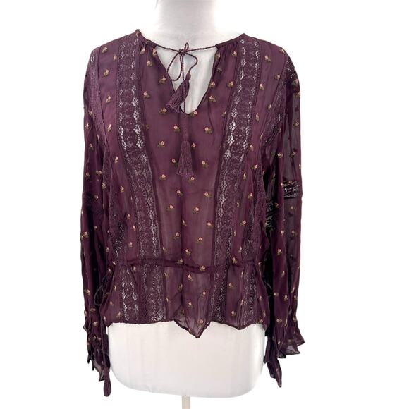 ULLA JOHNSON Elke Embroidered floral Georgette Blouse sz 0 - Picture 7 of 8